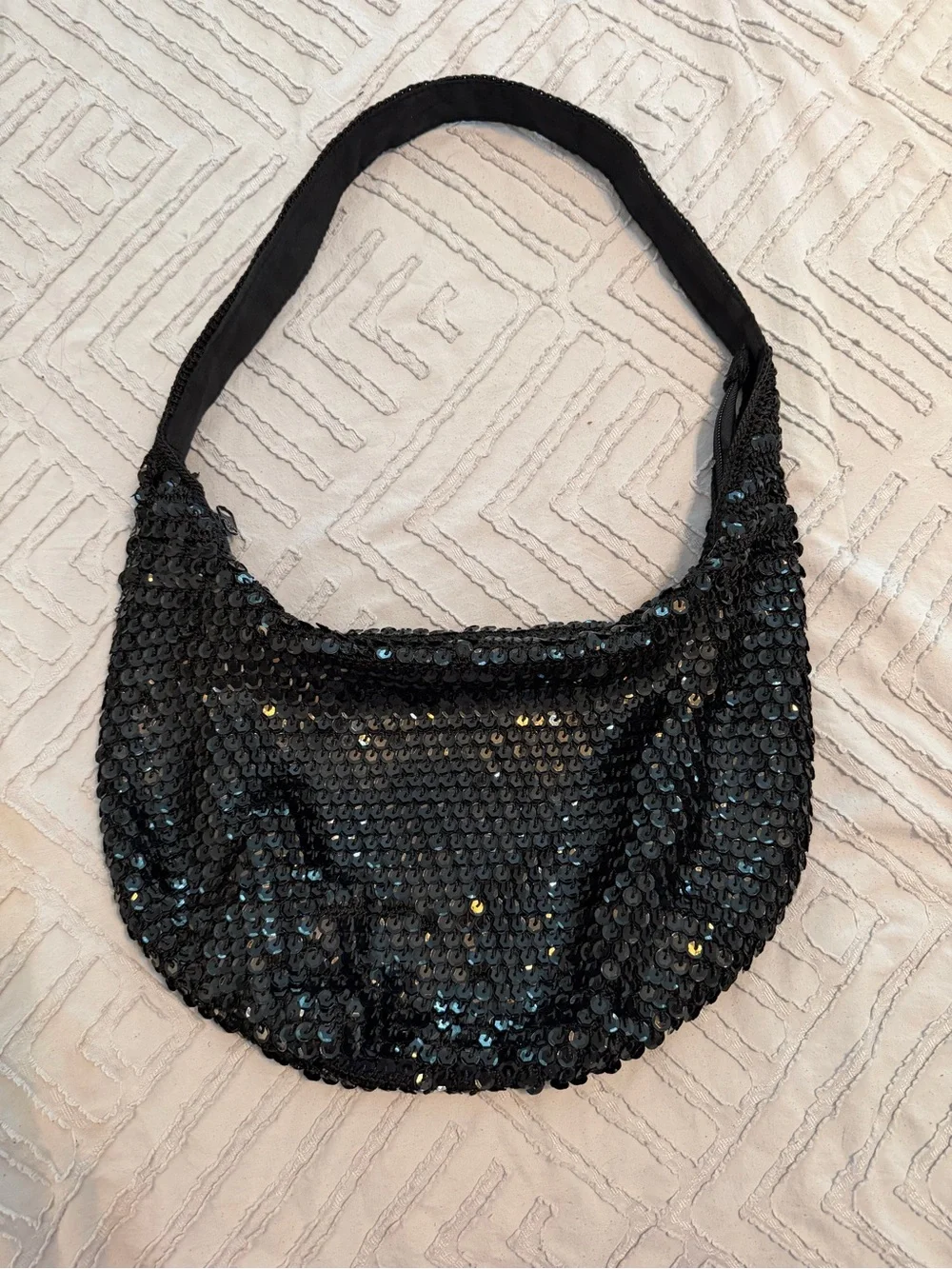 Vintage Y2K Frankie & Johnnie Black Sequin Shoulder Bag